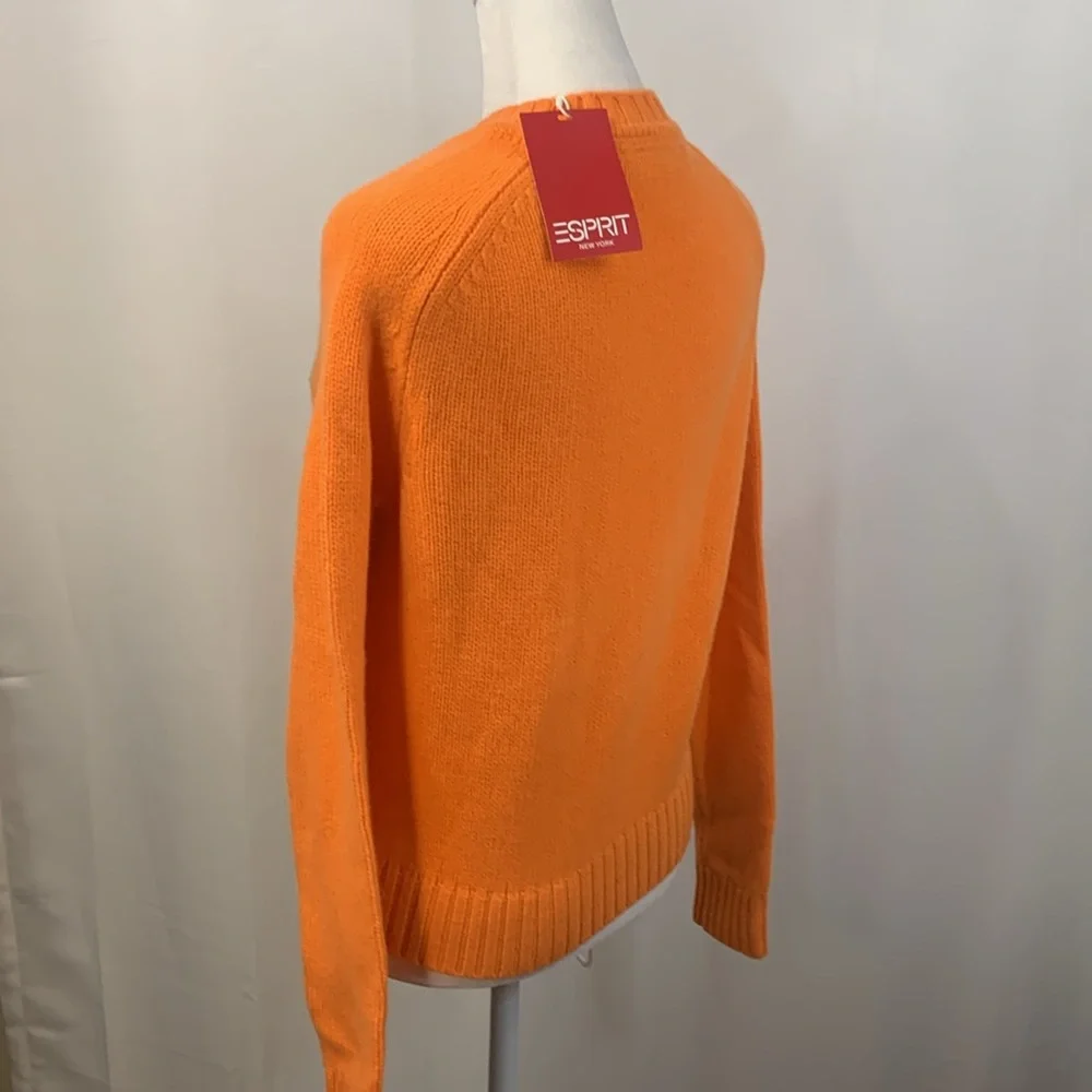 Esprit Orange Crew Neck Pullover Sweater- NWT - Picture 7 of 14
